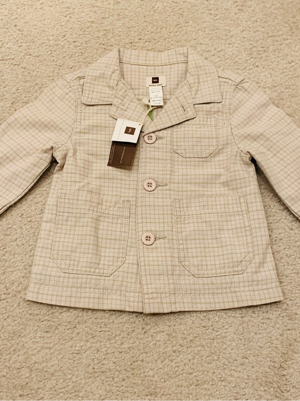 NWT Boys Tea Mazhar Plaid Jacket Size 12-18 Months